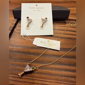 Kate Spade Martini Glass Necklace & Earring set